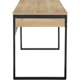 OTTO home Schreibtisch OTTO HOME "Moid, Computertisch im modernen Design", schwarz (eiche natur, schwarz, schwarz, eiche natur), B:140cm H:77cm T:60cm, Tische, Schreibtisch, Breite 120/140/160 cm, mit Metallbeinen & Schublade