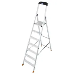 Stufenstehleiter Solido, Aluminium, extrem rutschfeste Plattform, 7 Stufen