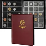 Münzalbum Münzsammelbuch 10 Seiten PVC Ledereinband Rot groß