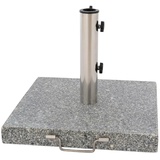 VCM Sonnenschirmständer mit Rollen Granit poliert grau eckig Edelstahl 45 x45 cm Griff