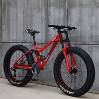 AMITD Mountainbike MTB, 26 Zoll Fette Reifen Fahrrad, Fahrrad mit Scheibenbremsen, Rahmen aus Kohlenstoffstahl, MTB Fahrrad für Herren und Damen,27 Speed,Red Spoke