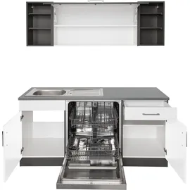 kochstation Winkelküche L-Form 220 cm weiß