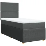 vidaXL Boxspringbett mit Matratze Dunkelgrau 100x200 cm Stoff