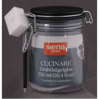 Siena Garden SIENA HOME Drahtbügel-Glas "Cucinare" 750 ml mit Stift & Schwamm