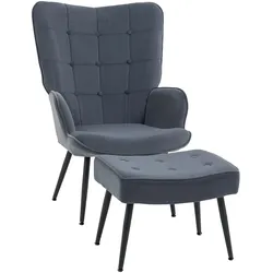HOMCOM Relaxsessel mit Hocker Stahl, Polyester