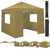 COBIZI Pavillon 3x3 Wasserdicht Stabil Winterfest, faltpavillon 3x3 mit 4 Seitenteilen, Mesh-Fenster gegen Insekten 100% wasserdicht und UV 50+ tragbares Tragbarkeit Gartenpavillon, Khaki