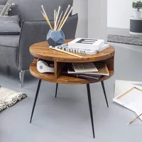 FineBuy Couchtisch Massivholz 60 cm Wohnzimmertisch Sofatisch Rund Tisch