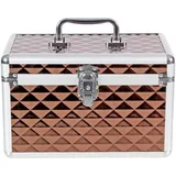 Hartschalen-Aufbewahrungsbox aus Aluminium, für Reisen, Kosmetikkoffer, Kosmetikkoffer, Braun