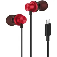 PALOVUE USB-Typ-C-Kopfhörer, magnetische In-Ear-Kopfhörer, Ohrhörer mit Mikrofon und Lautstärkeregler, kompatibel mit Google Pixel, Samsung Oneplus, Huawei, Sony, MacBook, Rot