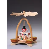 Teelichtpyramide mit Schneemann BxHxT ca 17x25x17 cm NEU Weihnachtspyramide Holz