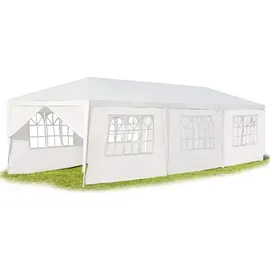 Costway Faltpavillon 3 x 9 m inkl. 8 Seitenteile Weiß