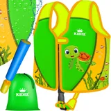 KIDIZ® Schwimmweste Kinder S 1-2 Jahre | Schwimmhilfe Jungen & Mädchen Badeweste Babys & Kleinkinder | Float Jacket Klettverschluss | Badeweste Neopren mit Wasserpistole | Sicherheitsgurt verstellbar