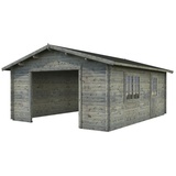 PALMAKO AS Blockbohlen-Garage, BxT: 450 x 550 cm (Außenmaße), Holz - grau