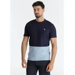 Victorio & Lucchino, V&L für Herren. 650417225 Blockdruck-Logo-T-Shirt blau (L), Lässig, Baumwolle, Kurzarm
