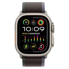 Apple Watch Ultra 2 GPS + Cellular 49 mm Titangehäuse natur, Trail Loop blau/schwarz M/L