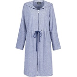 CAWÖ Bademäntel Damen Kurzmantel mit Reißverschluss und Kapuze Streifen 3335 navy-weiß - 16 M Weiss