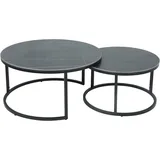 Hela Tische, 2er Set Couchtisch »LUIS rund, Steinplatte Marmoroptik, Metallrahmen schwarz