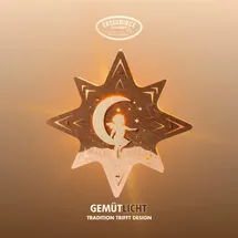 Weigla Engel auf Mond, beleuchtetes Fensterbild, BRAUN-GOLD, Made in Germany", braun (braun, natur), H:30cm T:5cm, Holzwerkstoff, Dekosterne, Erzgebirge garantiert, Weihnachtsdeko Weihnachtsbeleuchtung, Natur