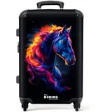 NoBoringSuitcases.com Kinderkoffer, Kinderkoffer Mädchen, Koffer Groß, Koffer Kinder, TSA, Reisetasche Mit Rollen, Reisekoffer Kinder, Koffer Mittelgroß (Pferd - Neon Mehrfarbig, 67 cm - 72 L)