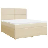 vidaXL Boxspringbett mit Matratze Creme 180x200 cm Stoff