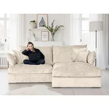 Home Affaire Ecksofa HOME AFFAIRE "Casa XL L-Form, B: 190 cm", beige, B:190cm T:187cm, 100% Polyester, Sofas, Ecksofa, 4 Zierkissen, Mega-Sofa, in Cord oder Chenille-Struktur, Federkern