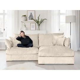 Home Affaire Ecksofa HOME AFFAIRE "Casa XL L-Form, B: 190 cm", beige, B:190cm T:187cm, 100% Polyester, Sofas, Ecksofa, 4 Zierkissen, Mega-Sofa, in Cord oder Chenille-Struktur, Federkern