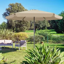 Kingsleeve Sonnenschirm 330 cm mit Kurbel Schutzhülle UV Schutz 80+ wasserabweisend Taupe