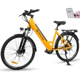 Molicycle E-Bike Damen 26 Zoll Elektrofahrräder Trekking/City Fahrrad mit 36V 14.5Ah Wechselakku, Reichweite bis zu 110Km, 250W Motor, EU-konformes Ebike mit App