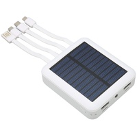 20000mAh Solar Phone Power Bank, Tragbare wasserdichte Solar Power Bank mit Ladekabel für den Außenbereich, 2X USB und USB C, Micro USB Port (Weiss)