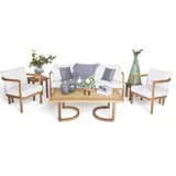 JV Möbel Gartenlounge-Set 4-tlg. Weiß