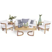 JV Möbel Gartenlounge-Set 4-tlg. Weiß