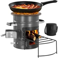 VEVOR Raketenofen, BBQ Rakete Holzofen mit Tragetasche, SPCC-Stahl, Doppeltür, zum Verbrennen von Zweigen, Stöcken oder Holzkohle zum Outdoor Kochen, Camping Outdoor-Campingkocher, Campinggrill