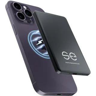 se® SNAPBANK magnetische Powerbank kompatibel mit Magsafe, dünnste Powerbank der Welt, ideal für unterwegs & Flugreisen, 5000mAh, USB-C, induktives kabelloses Schnell-Laden, innovative Ladetechnologie