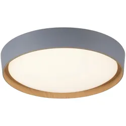 LED Deckenleuchte Holzoptik grau rund dimmbar Wandschalter energiesparend