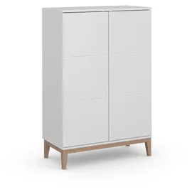 OTTO home Highboard 80 x 121 x 41 cm Weiß / Wotan Eiche
