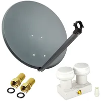 PremiumX Satelliten-Komplettanlage 80cm Satellitenschüssel Aluminium LNB Single Monoblock Astra