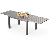 Devoko Esstisch Ausziehbar,Gartentisch Ausziehbar, Tisch Ausziehbar, Aluminium Balkon Ausziehtisc, Gartentisch Wetterfest,ausziehbar auf 270cm, Verstellbare Fußstütze