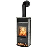 Fireplace Kaminofen Heathus Parma Speckstein, 6,0 kW, Dauerbrand, Tee- und Holzfach schwarz