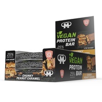 Mammut Nutrition Vegan Protein Bar mit 26 % Eiweiß Riegel Chunky Peanut Caramel - 12 x 45 g Riegel Tray