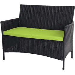 Poly-Rattan Gartenbank Hamar, Sitzbank Bank ~ anthrazit, Kissen grün