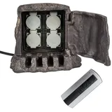 Heitronic 37501 Gartensteckdose 4-fach, Braun