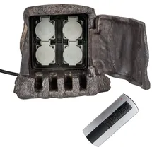 Heitronic 37501 Gartensteckdose 4-fach, Braun