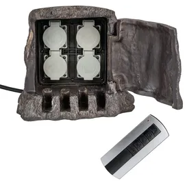 Heitronic 37501 Gartensteckdose 4-fach, Braun