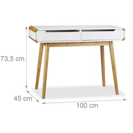 Relaxdays Schreibtisch mit Schubladen, in weiß