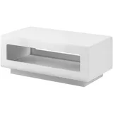 Lomadox Couchtisch weiß Hochglanz TURDA-83 modern mit offenem Fach, B/H/T: ca. 110/44/60 cm