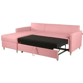 Fun Möbel Ecksofa Schlafsofa MOLDE Stoff (FUEGO) Rosa Ottomane Links