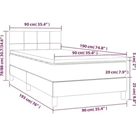 vidaXL Boxspringbett mit Matratze & LED Dunkelgrün 90x190 cm Samt