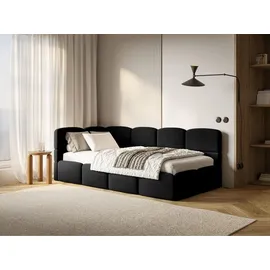 Selsey Cloudy – Einzelbett 120x200, Kopfteil links, Matratze & Bettkasten, Samt Schwarz