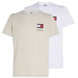 Tommy Jeans T-Shirt »TJM SLIM 2PACK S/S FLAG DNA TEE«, (Packung, 2er), mit großem Logodruck auf der Brust, Gr. S, Newsprint, , 59290305-S