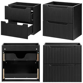 [en.casa] Waschtischunterschrank Skelbolu 60,4 x 59,5 x 40 cm Schwarz/Eiche